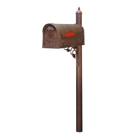 Special Lite Floral Curbside with Albion Mailbox Post, Copper SCF-1003_SPK-651-CP